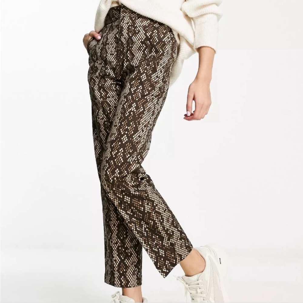 Dickies Brown Snakeskin Print Camden Straight Leg Chino Trouser Pants  Size 10R